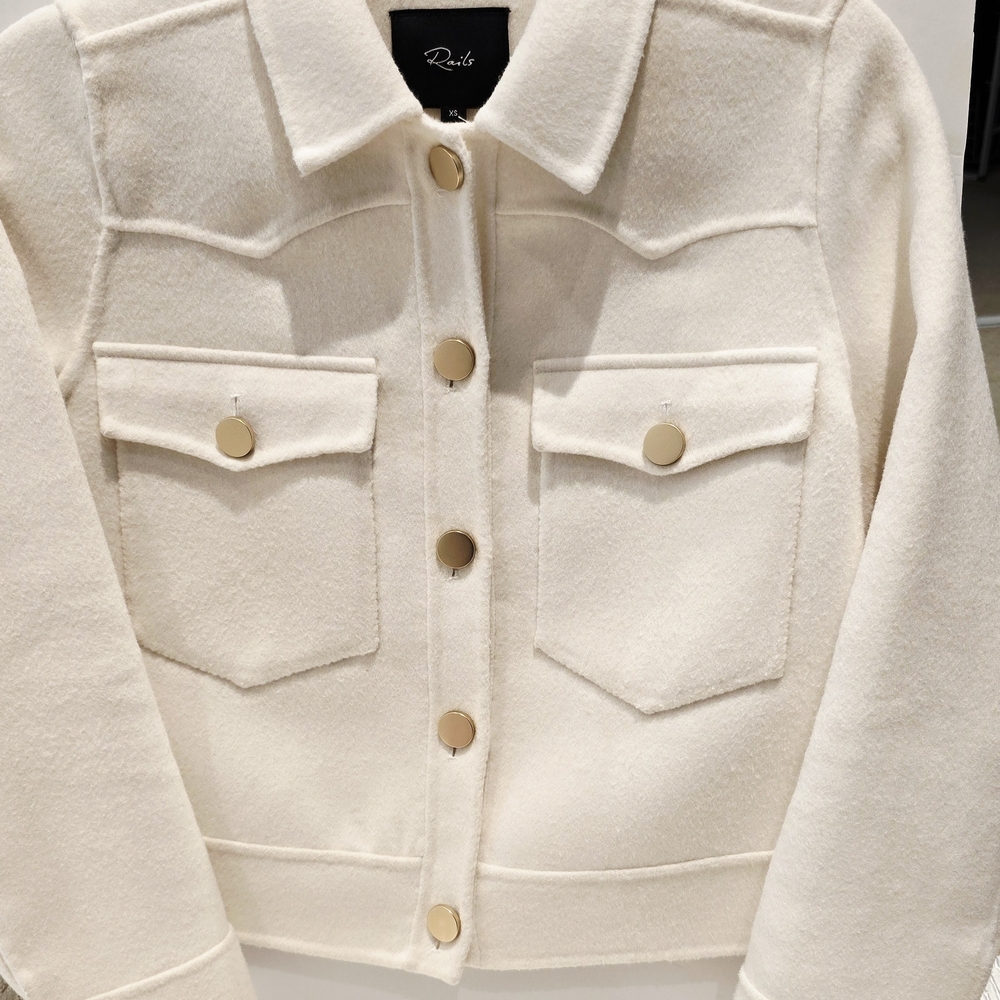 RAILS Cream Wool Jacket With Gold Buttons